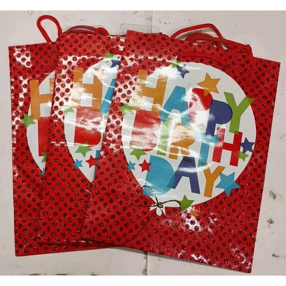 American Greetings Colorful StarPrinted Gift Bags Lot Of 3